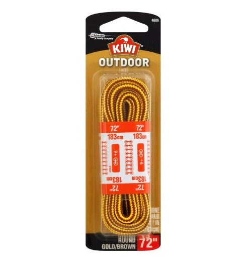 KIWI - Outdoor Round Gold and Brown Boot Laces 72  Long - 1 Pair Supply