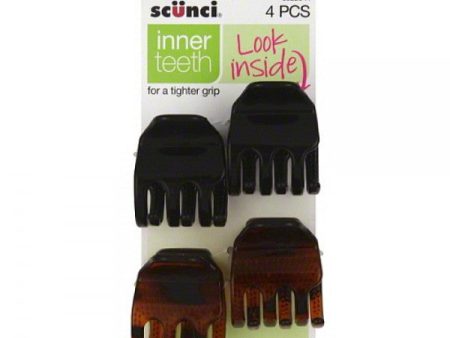 SCUNCI - Inner Teeth Claw Hair Clips - 4 Clips Fashion