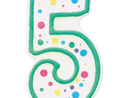 WILTON - Polka Dot Numeral Candle, 3-Inch by 1.5-Inch, No. 5 Green - 1 Candle Online Hot Sale