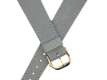 Raymond Weil 18mm x 15mm Gray Leather Gold Buckle Watch Band For Discount