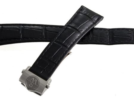 Raymond Weil 20mm x 16mm Black Leather Silver Buckle Watch Band V2.17 For Cheap