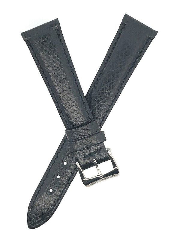 15mm Raymond Weil Women s Black Leather Watch Band Silver Buckle For Discount