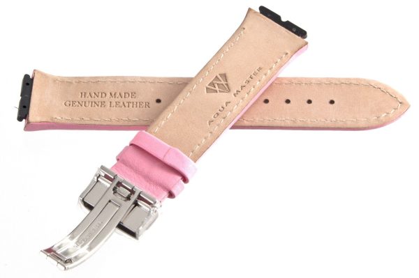 Aqua Master 19mm Widens to 22mm Pink Leather Special Watch Band Strap Online now