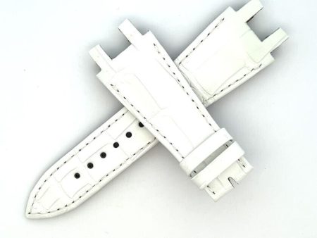 Ulysse Nardin 25mm x 18mm White Leather Watch Band Strap K3K2A Hot on Sale