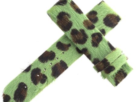 Authentic Womens Van Der Bauwede 20x19mm Green Leopard Pattern Watch Band NEW Supply