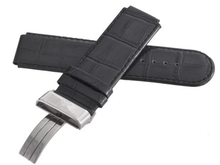 Aqua Master Mens 26mm x 26mm Dark Grey Patent Leather Watch Band Strap For Discount