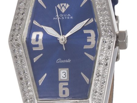 Aqua Master Lil  Kim Women s Blue Leather Diamond Watch LK009D 0675 Online Sale