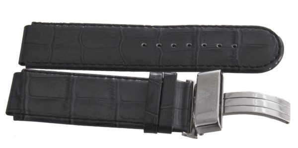 Aqua Master Mens 26mm x 26mm Dark Grey Patent Leather Watch Band Strap For Discount