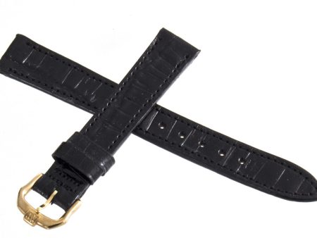 Raymond Weil Geneve 16mm Black Genuine Calfskin Watch Band W  Gold Buckle Online now