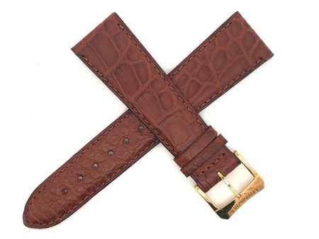 Raymond Weil Men s 22mm Brown Leather Watch Band W  Gold Buckle For Sale