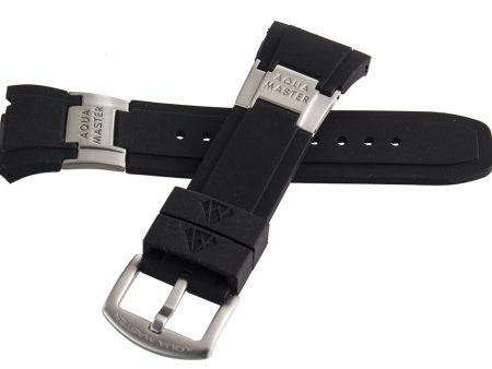 Aqua Master 28mm Black Rubber Watch Band Strap W Silver Buckle For Discount