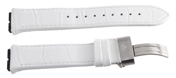 Aqua Master 17mm Widens to 21mm White Leather Special Watch Band Strap For Cheap