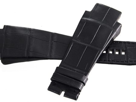 Authentic Richard Mille 30mm x 22mm Black Alligator Watch Band Strap 60-01L Sale