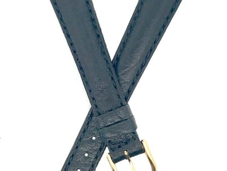 Revue Thommen 13mm Black Leather Gold Buckle Watch Band Strap NOS on Sale