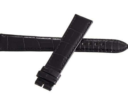 Zenith 19mm x 16mm Shiny Black Alligator Leather Watch Band Strap 19-490 XL Online Hot Sale