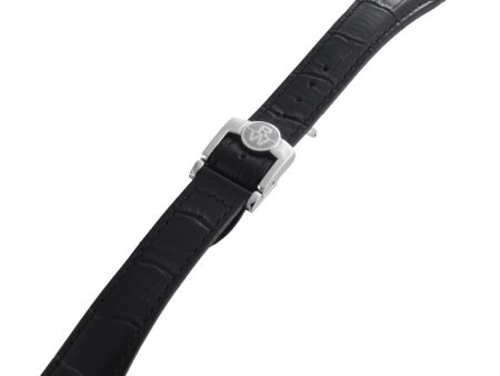 Raymond Weil Men s 20mm x 16mm Black Leather Silver Buckle Watch Band V3.15 Online