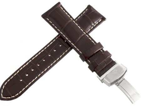 Aqua Master 22mm Dark Brown Leather Watch Band with St. Steel Deployment clasp Fashion