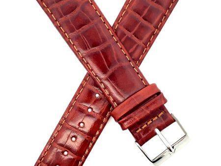 Alfred Hammel 20mm Brown Alligator Leather  Men s Watch Band For Cheap