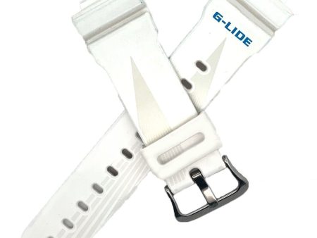 25mm Casio G-Lide G-Shock White Rubber Watch Band For Cheap