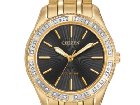 Citizen EM0242-51E Carina Black Dial Gold Tone Stainless Steel Women s Watch Hot on Sale