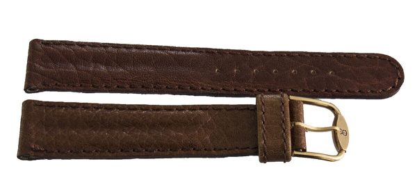 Revue Thommen 18mm Brown Leather Gold Buckle Watch Band Strap NOS Online now