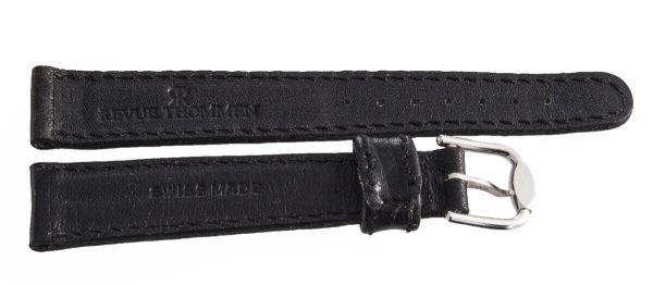 Revue Thommen 15mm Black Leather Silver Buckle Watch Band Strap NOS Sale