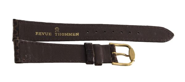 Revue Thommen 18mm Brown Lizard Leather Gold Buckle Watch Band Strap NOS Discount