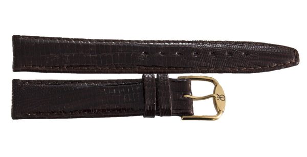 Revue Thommen 17mm Brown Lizard Leather Gold Buckle Watch Band Strap NOS Online Hot Sale