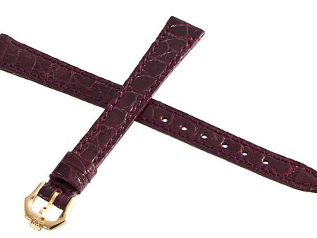 Raymond Weil Women s 11mm  Burgundy Leather Watch Band W  Gold Buckle Cheap