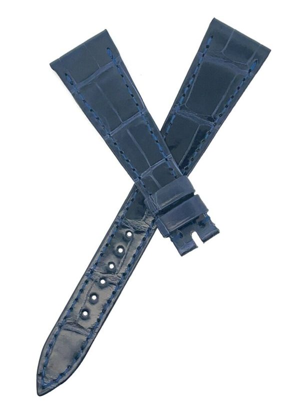 Tasaki 18mm x 12mm Women s Navy Blue Alligator Leather Watch Band Online Sale