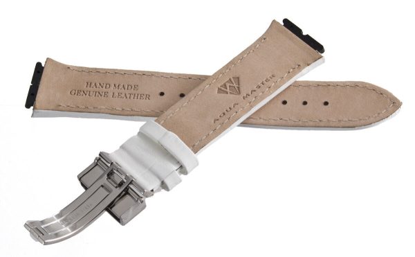 Aqua Master 17mm Widens to 21mm White Leather Special Watch Band Strap For Cheap