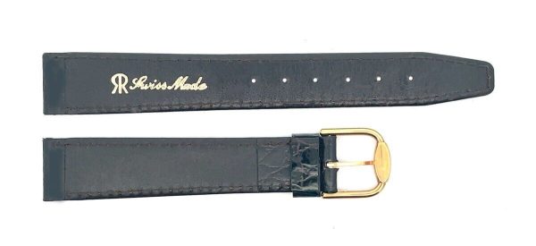 Revue Thommen 16mm Shiny Brown Alligator Leather Gold Buckle Watch Band NOS Online Sale