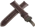 Aqua Master Mens 22mm Brown Leather Watch Band Strap W  Stainless Steel Buckle Cheap