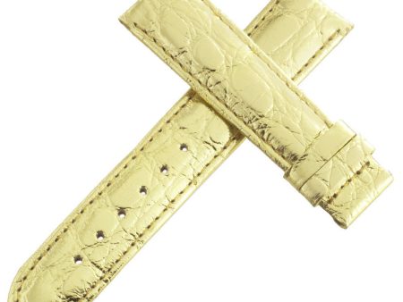 Authentic Van Der Bauwede 18x17mm Gold Tone Alligator Leather Watch Band NEW Fashion