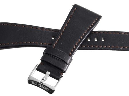 Raymond Weil 26mm Dark Brown Leather Watch Band With Silver Buckle For Sale