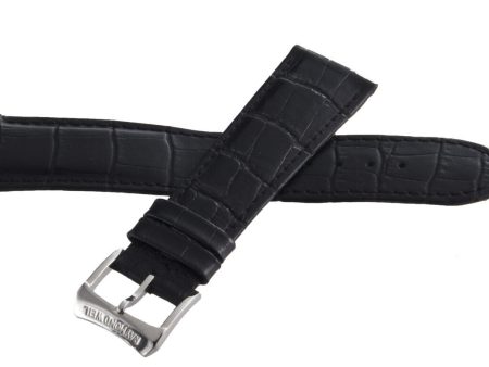 Raymond Weil 22mm x 18mm Black Alligator Leather Watch Band W  Silver Buckle Online now