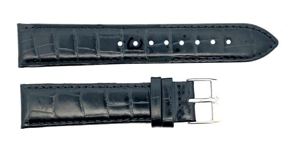 Alfred Hammel 20mm Black Alligator Leather  Men s Watch Band on Sale