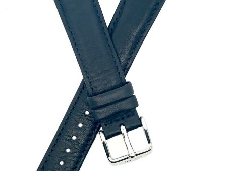 18mm Black Leather Fossil Silver Buckle Watch Band Strap Online now