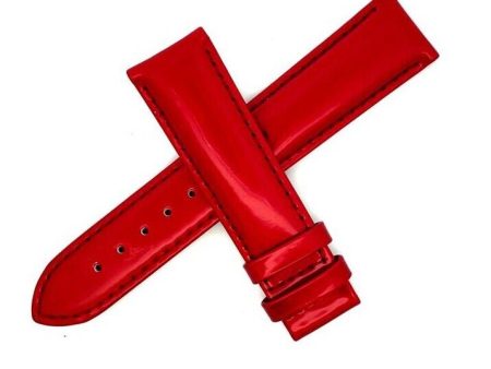 Women s Pierre Balmain 20mmx18mm Shiny Red Leather Watch Band Strap Online Sale