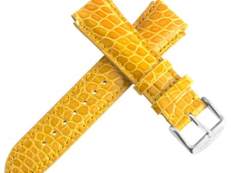 Chase-Durer Womens 18mm Mustard Yellow Genuine Alligator Leather Watch Band For Discount