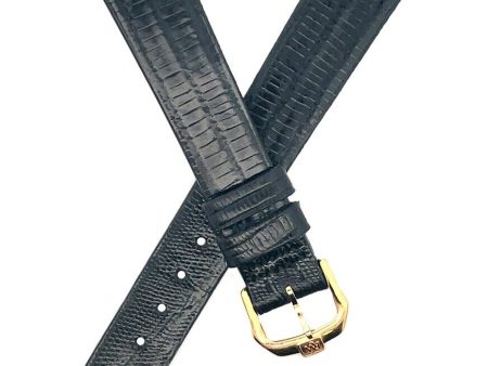 14mm Raymond Weil Women s Black Lizard Leather Watch Band Gold Buckle 14R Hot on Sale