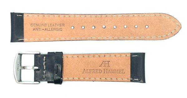 Alfred Hammel 18mm Black Gennuine Leather Men s Watch Band For Cheap