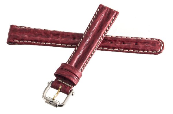 Revue Thommen 14mm Red Leather Two-Tone Buckle Watch Band Strap NOS For Sale