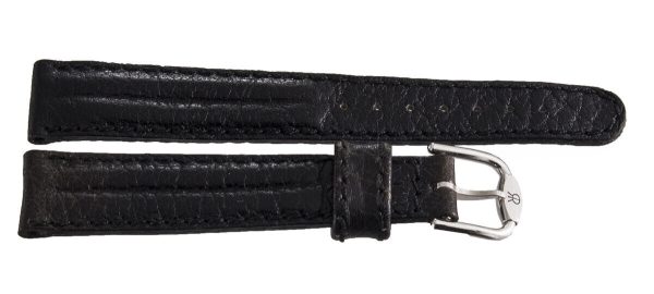 Revue Thommen 15mm Black Leather Silver Buckle Watch Band Strap NOS Sale