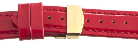 Aqua Ice 18mm Womens Glossy Red Leather Watch Band Strap Gold Tone Buckle on Sale