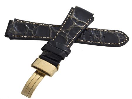 Aqua Master Mens 20mm x 20mm Patent Leather Gold Buckle Watch Band Strap For Sale