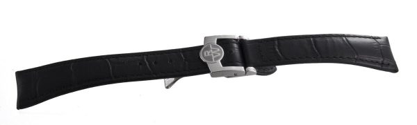 Raymond Weil Men s 20mm x 16mm Black Leather Silver Buckle Watch Band V3.15 Online