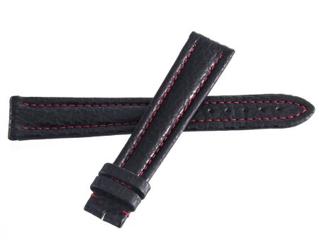 Zenith 20mm x 16mm Black Leather Watch Band Strap W Red Stiching 20-099 XXL on Sale