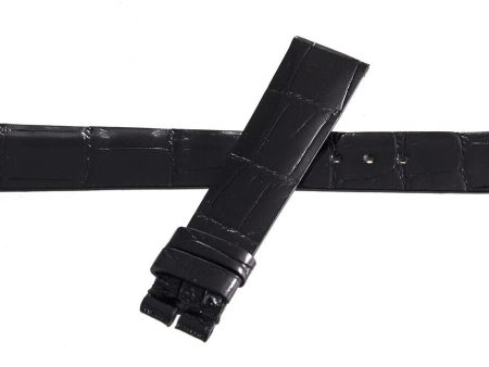 Baume & Mercier 16mm x 14mm Shiny Black Alligator Leather Watch Band Strap Online Sale