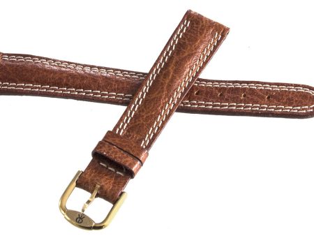 Revue Thommen 14mm Brown Leather Gold Buckle Watch Band Strap NOS Cheap